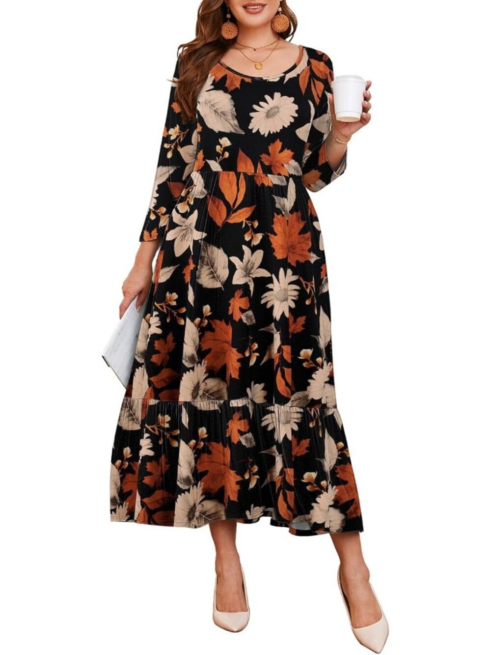 Women's Santa Claus Christmas Plus Size Maxi Dress Pockets Plus Size Maxi Dress